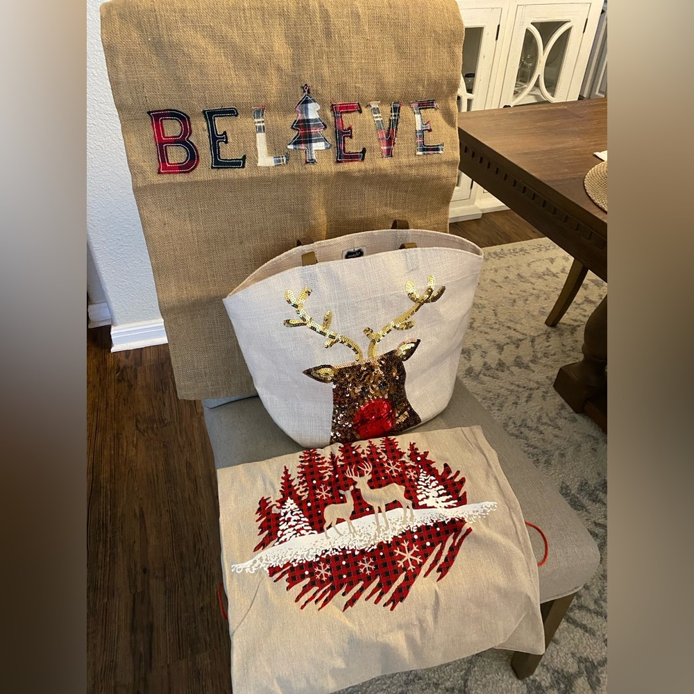Festive Reindeer Tote Bags